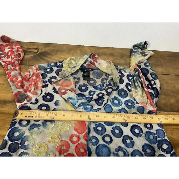 Ali Miles Embroidered Tunic Top Small Rainbow Wearable Art Boho - Picture 10 of 12